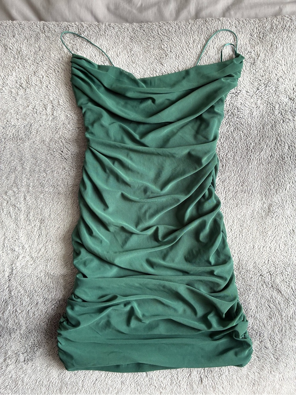 Garage Emerald Green Ruched Mini Dress - Picture 2 of 7